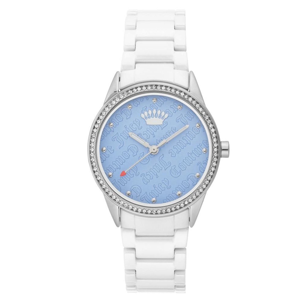 Juicy Couture White Ceramic Band Watch w/ Swarovski crystals model JC1173LBWT